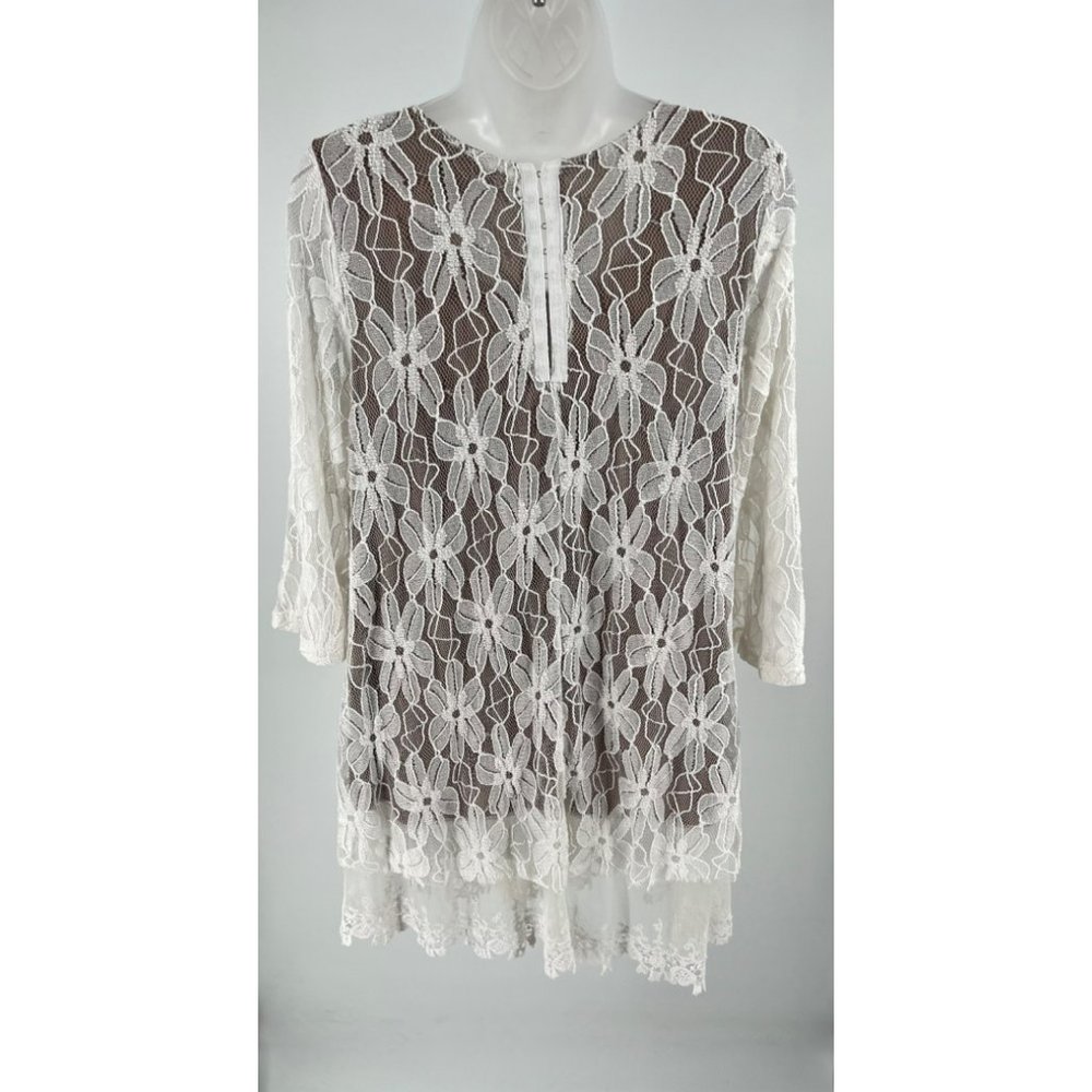Lady Noiz White Floral Lace 3/4 Sleeve Dress Size XL NWOT - Picture 4 of 10